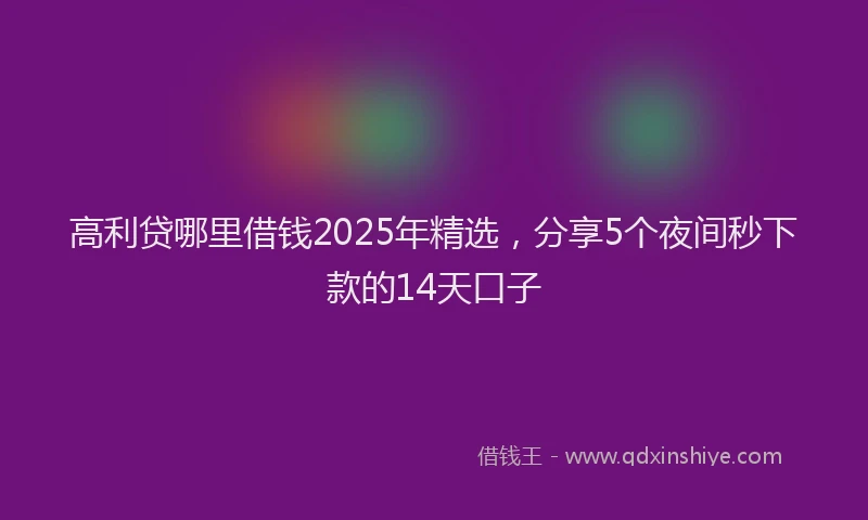 高利贷哪里借钱2025年精选，分享5个夜间秒下款的14天口子