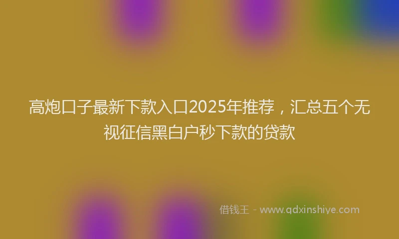 高炮口子最新下款入口2025年推荐，汇总五个无视征信黑白户秒下款的贷款