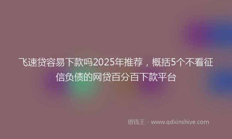 飞速贷容易下款吗2025年推荐，概括5个不看征信负债的网贷百分百下款平台