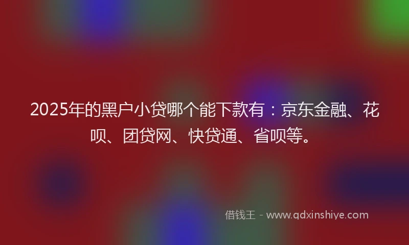 2025年的黑户小贷哪个能下款有：京东金融、花呗、团贷网、快贷通、省呗等。