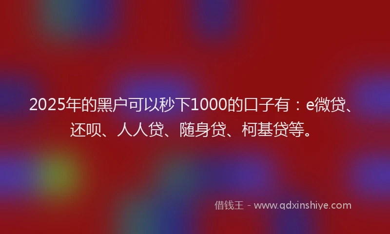 2025年的黑户可以秒下1000的口子有：e微贷、还呗、人人贷、随身贷、柯基贷等。