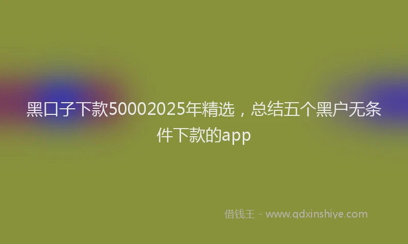 黑口子下款50002025年精选，总结五个黑户无条件下款的app