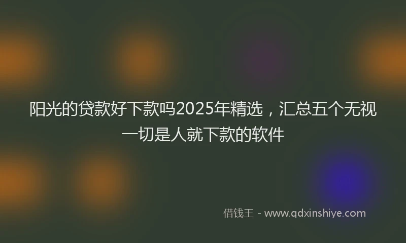 阳光的贷款好下款吗2025年精选，汇总五个无视一切是人就下款的软件