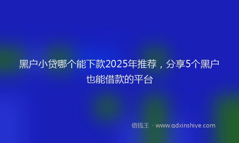 黑户小贷哪个能下款2025年推荐，分享5个黑户也能借款的平台