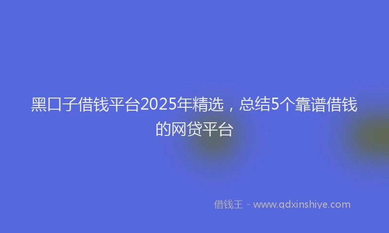 黑口子借钱平台2025年精选，总结5个靠谱借钱的网贷平台