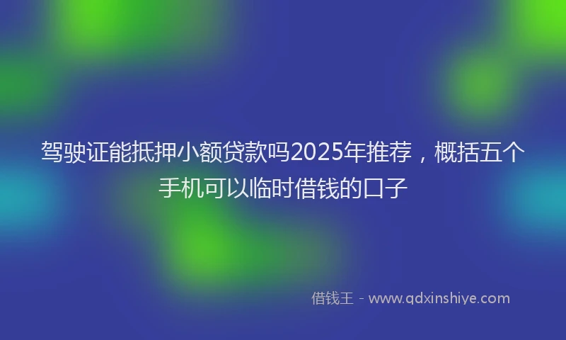 驾驶证能抵押小额贷款吗2025年推荐，概括五个手机可以临时借钱的口子
