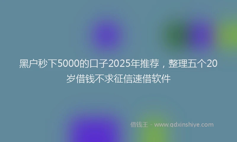黑户秒下5000的口子2025年推荐，整理五个20岁借钱不求征信速借软件