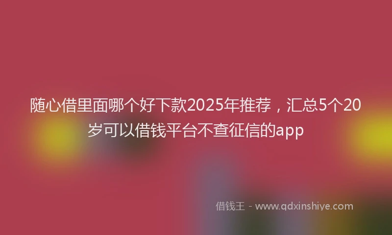 随心借里面哪个好下款2025年推荐，汇总5个20岁可以借钱平台不查征信的app
