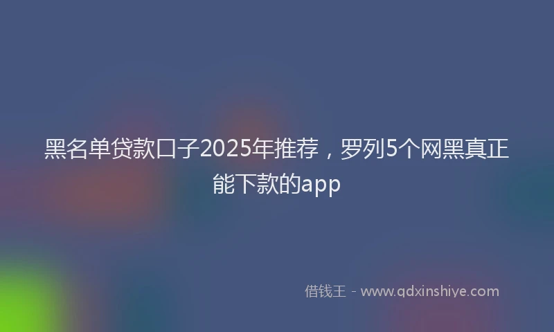 黑名单贷款口子2025年推荐，罗列5个网黑真正能下款的app