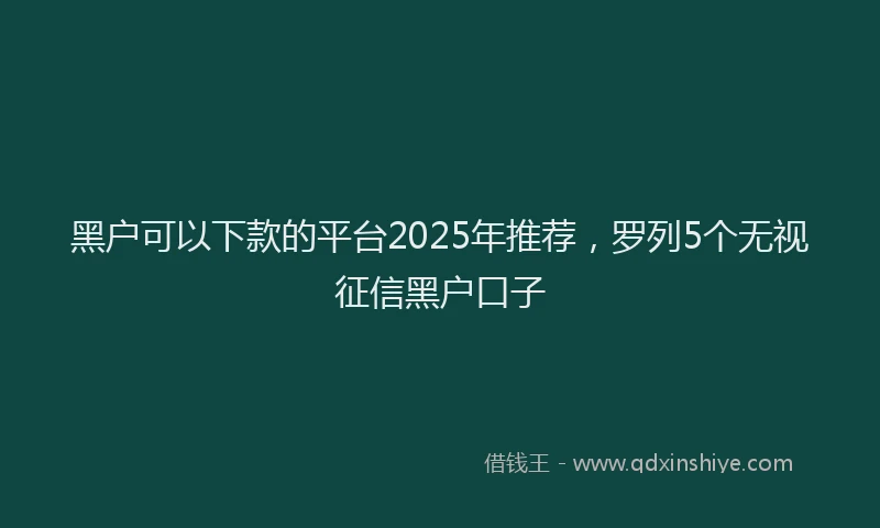 黑户可以下款的平台2025年推荐，罗列5个无视征信黑户口子