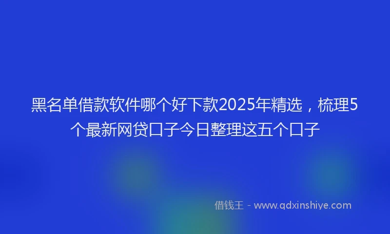 黑名单借款软件哪个好下款2025年精选，梳理5个最新网贷口子今日整理这五个口子