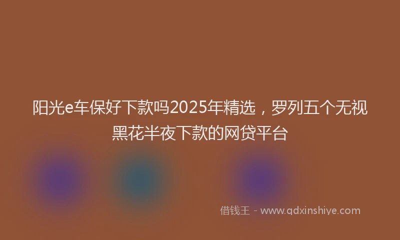 阳光e车保好下款吗2025年精选，罗列五个无视黑花半夜下款的网贷平台