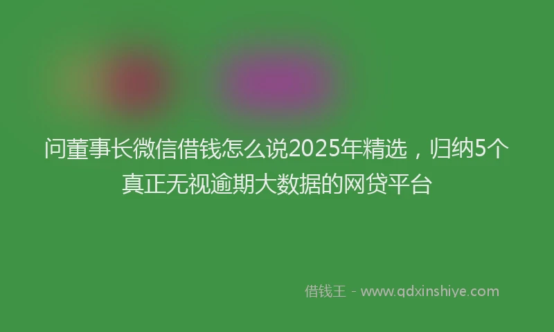 问董事长微信借钱怎么说2025年精选，归纳5个真正无视逾期大数据的网贷平台