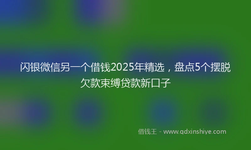 闪银微信另一个借钱2025年精选，盘点5个摆脱欠款束缚贷款新口子