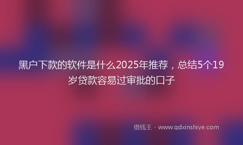 黑户下款的软件是什么2025年推荐，总结5个19岁贷款容易过审批的口子