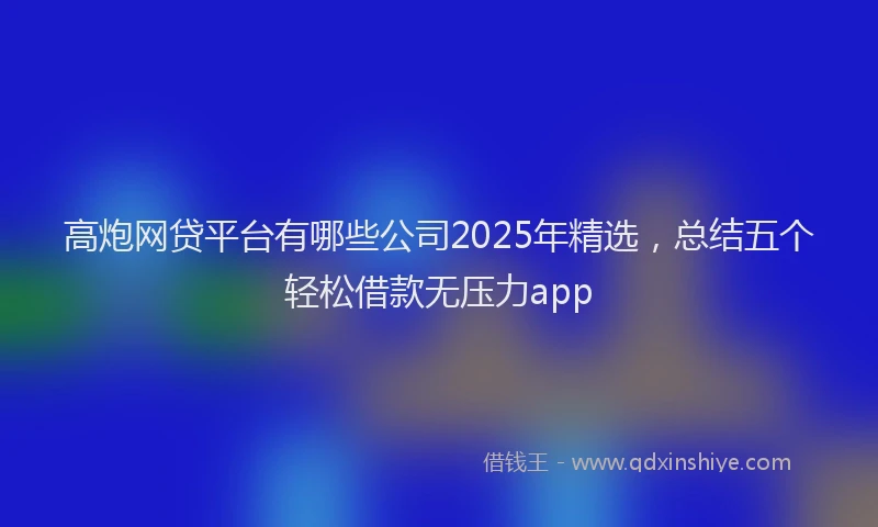 高炮网贷平台有哪些公司2025年精选，总结五个轻松借款无压力app
