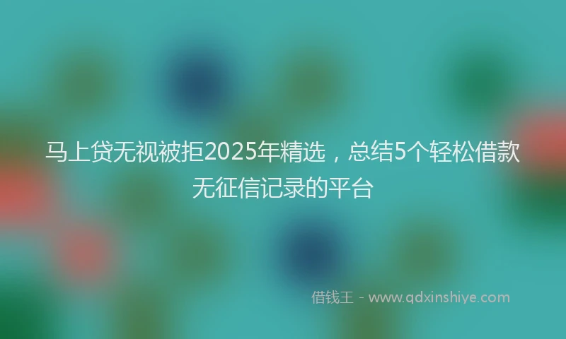 马上贷无视被拒2025年精选，总结5个轻松借款无征信记录的平台