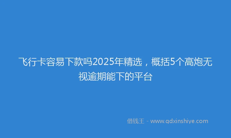 飞行卡容易下款吗2025年精选，概括5个高炮无视逾期能下的平台