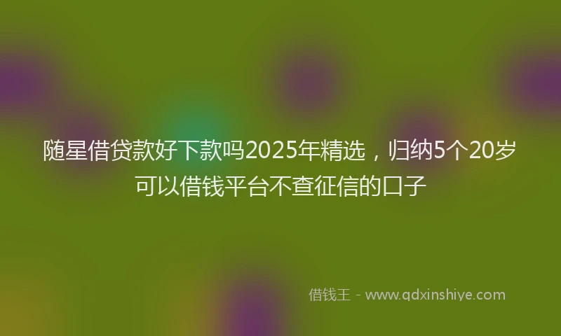 随星借贷款好下款吗2025年精选，归纳5个20岁可以借钱平台不查征信的口子