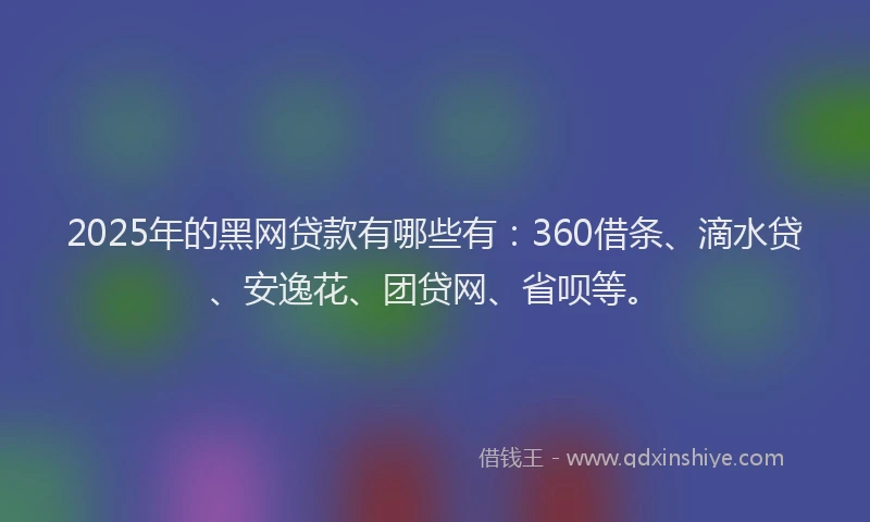 2025年的黑网贷款有哪些有：360借条、滴水贷、安逸花、团贷网、省呗等。