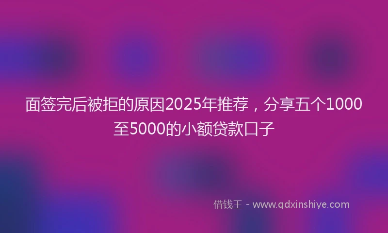 面签完后被拒的原因2025年推荐，分享五个1000至5000的小额贷款口子