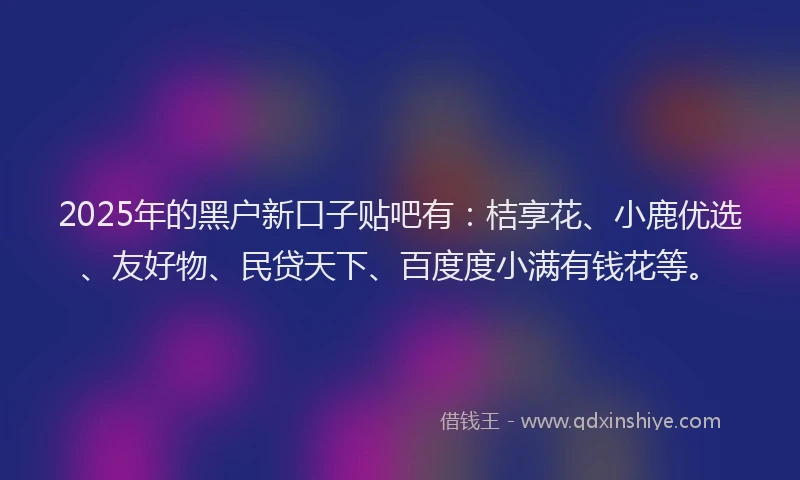 2025年的黑户新口子贴吧有：桔享花、小鹿优选、友好物、民贷天下、百度度小满有钱花等。
