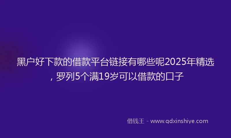 黑户好下款的借款平台链接有哪些呢2025年精选，罗列5个满19岁可以借款的口子