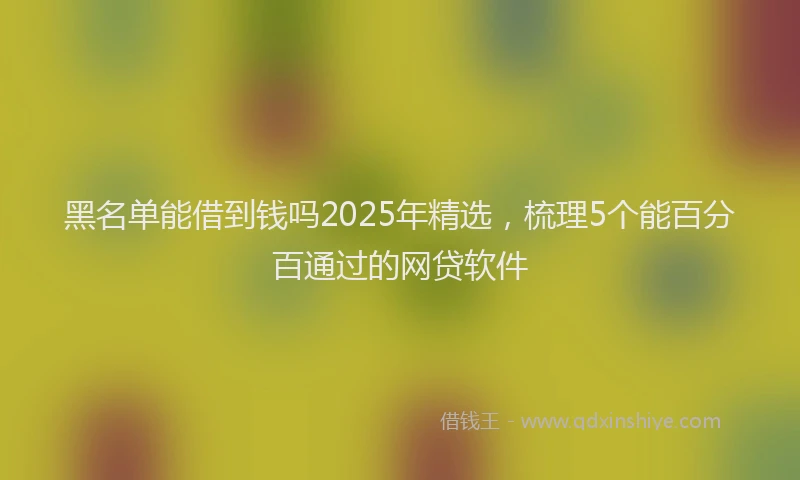 黑名单能借到钱吗2025年精选，梳理5个能百分百通过的网贷软件