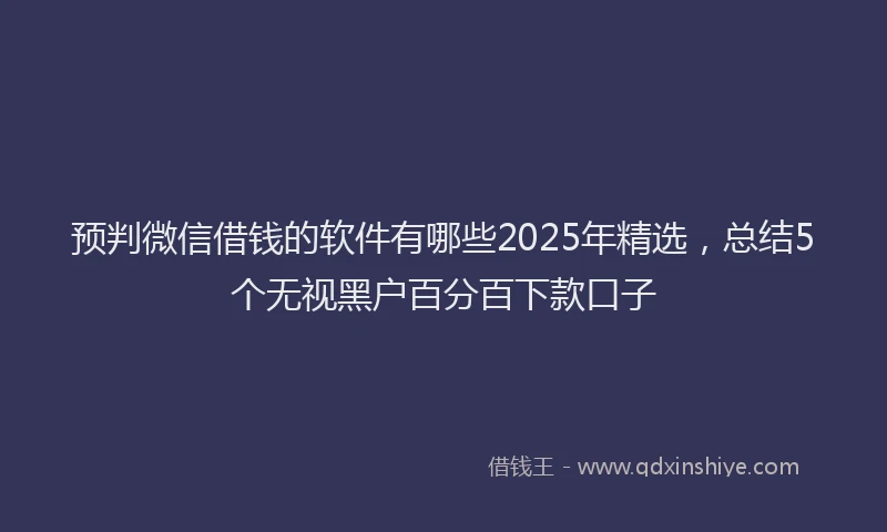预判微信借钱的软件有哪些2025年精选，总结5个无视黑户百分百下款口子
