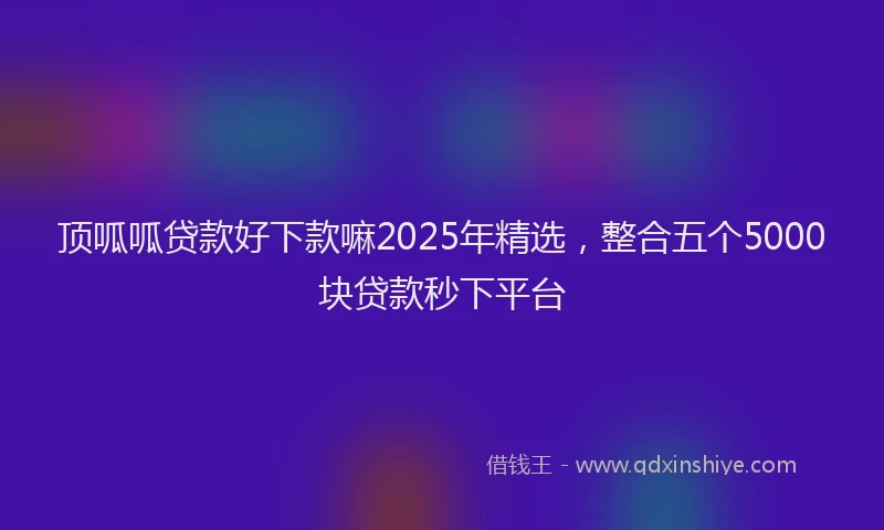 顶呱呱贷款好下款嘛2025年精选，整合五个5000块贷款秒下平台