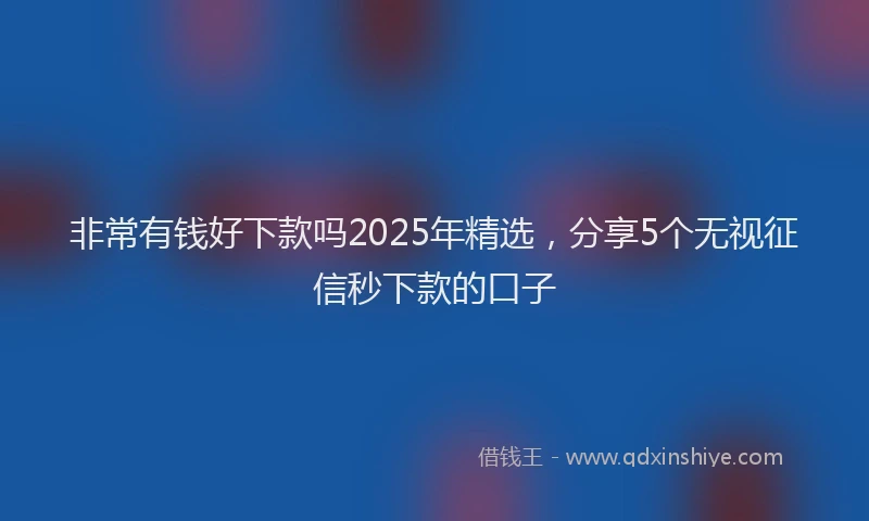 非常有钱好下款吗2025年精选，分享5个无视征信秒下款的口子