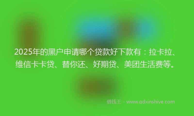2025年的黑户申请哪个贷款好下款有：拉卡拉、维信卡卡贷、替你还、好期贷、美团生活费等。