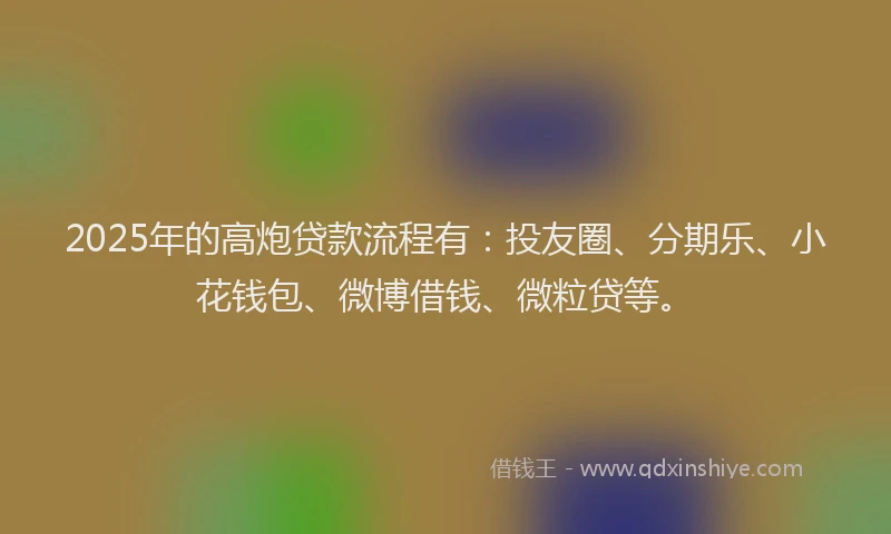 2025年的高炮贷款流程有：投友圈、分期乐、小花钱包、微博借钱、微粒贷等。