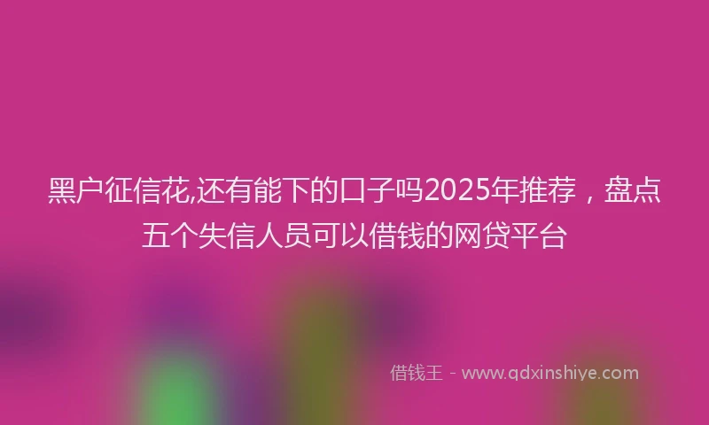 黑户征信花,还有能下的口子吗2025年推荐，盘点五个失信人员可以借钱的网贷平台