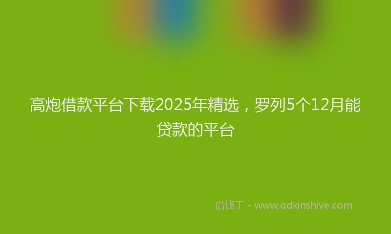 高炮借款平台下载2025年精选，罗列5个12月能贷款的平台