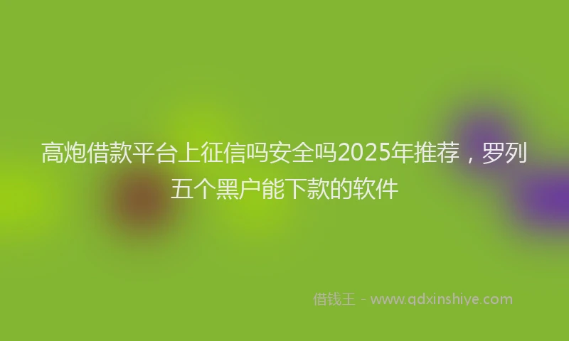高炮借款平台上征信吗安全吗2025年推荐，罗列五个黑户能下款的软件