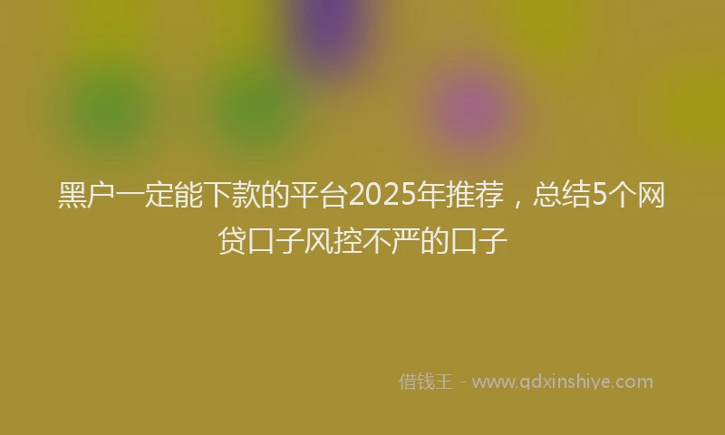 黑户一定能下款的平台2025年推荐，总结5个网贷口子风控不严的口子