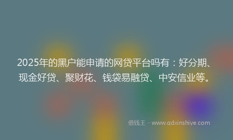 2025年的黑户能申请的网贷平台吗有：好分期、现金好贷、聚财花、钱袋易融贷、中安信业等。