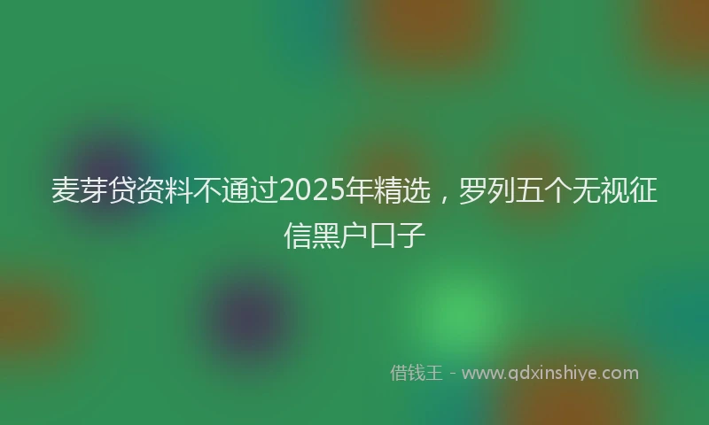 麦芽贷资料不通过2025年精选，罗列五个无视征信黑户口子