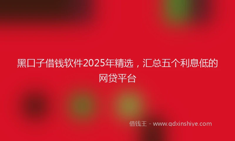 黑口子借钱软件2025年精选，汇总五个利息低的网贷平台