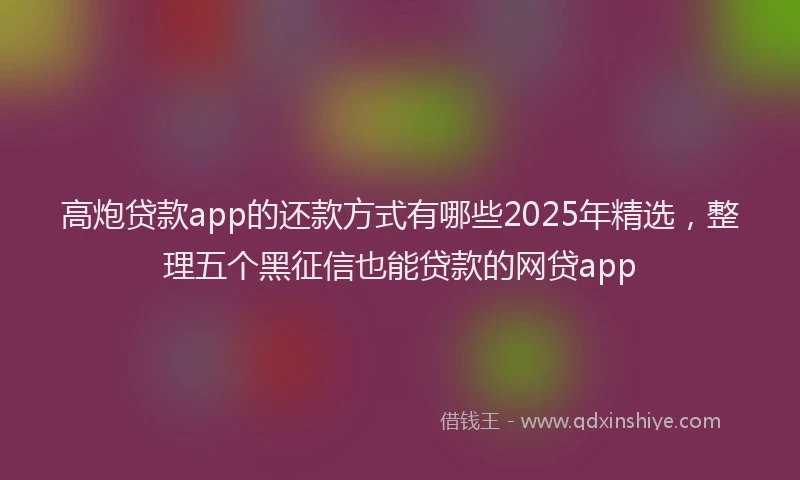 高炮贷款app的还款方式有哪些2025年精选，整理五个黑征信也能贷款的网贷app