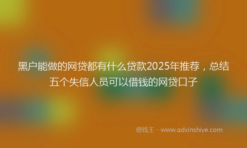 黑户能做的网贷都有什么贷款2025年推荐，总结五个失信人员可以借钱的网贷口子