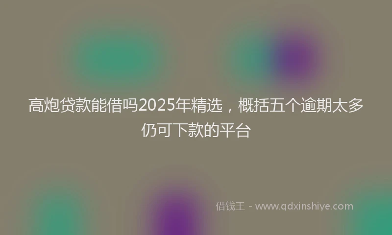 高炮贷款能借吗2025年精选，概括五个逾期太多仍可下款的平台