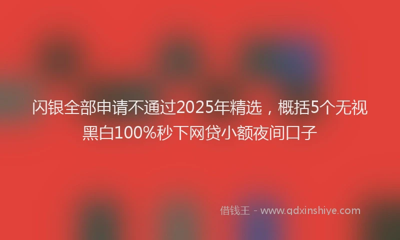闪银全部申请不通过2025年精选，概括5个无视黑白100%秒下网贷小额夜间口子