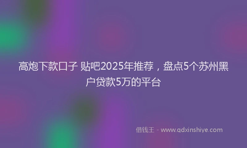 高炮下款口子 贴吧2025年推荐，盘点5个苏州黑户贷款5万的平台