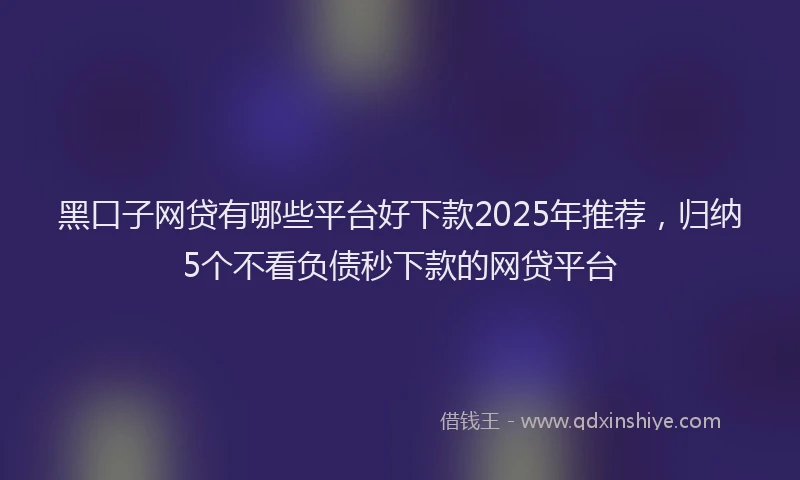 黑口子网贷有哪些平台好下款2025年推荐，归纳5个不看负债秒下款的网贷平台