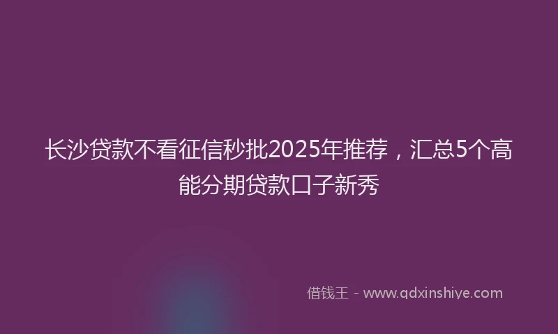长沙贷款不看征信秒批2025年推荐，汇总5个高能分期贷款口子新秀