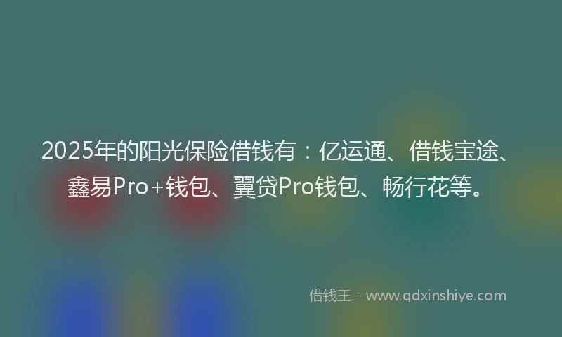 2025年的阳光保险借钱有：亿运通、借钱宝途、鑫易Pro+钱包、翼贷Pro钱包、畅行花等。