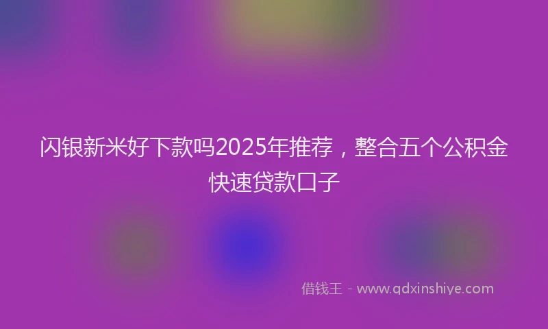 闪银新米好下款吗2025年推荐，整合五个公积金快速贷款口子