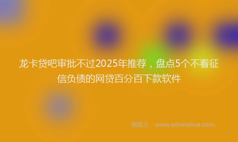 龙卡贷吧审批不过2025年推荐，盘点5个不看征信负债的网贷百分百下款软件